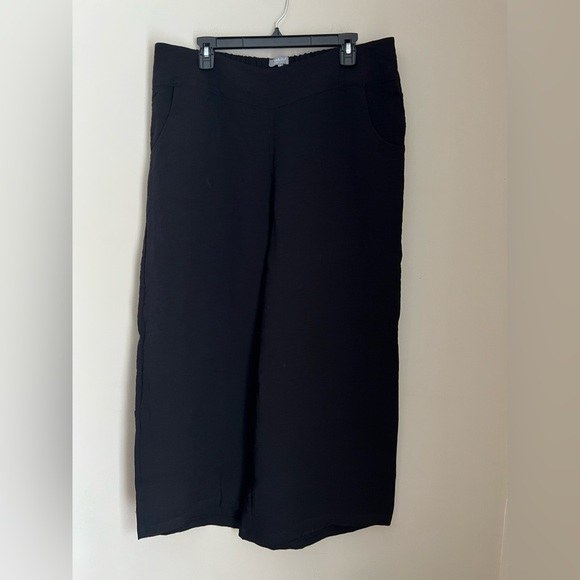 Habitat Wide Leg Crop Pants Women’s XL Black Pull On Pockets Textured Relaxed - Picture 3 of 15
